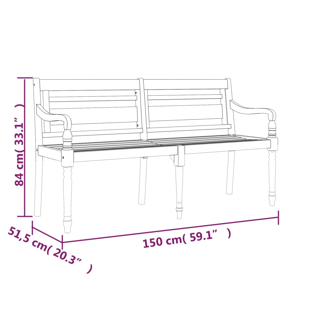 Tömör tíkfa batavia pad antracitszürke párnával 150 cm