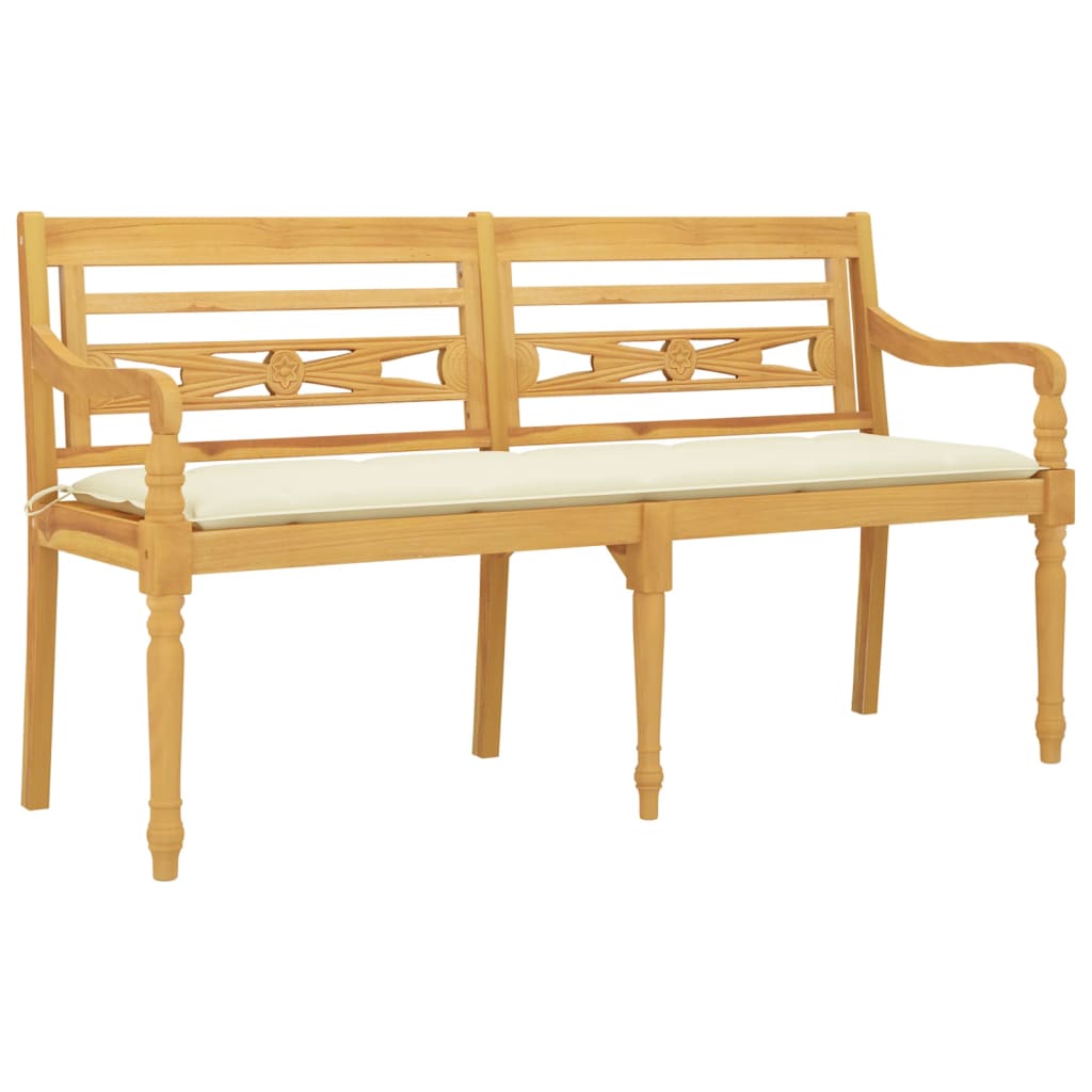 Tömör tíkfa batavia pad krémszínű párnával 150 cm