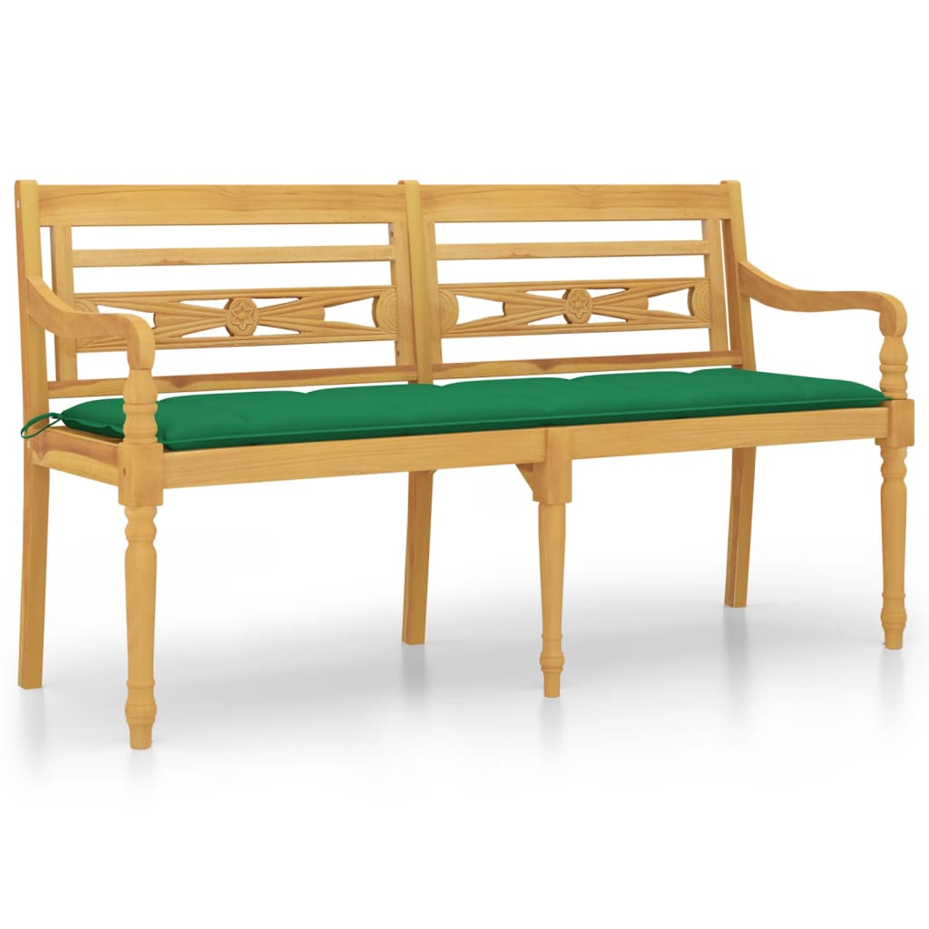 Tömör tíkfa batavia pad zöld párnával 150 cm