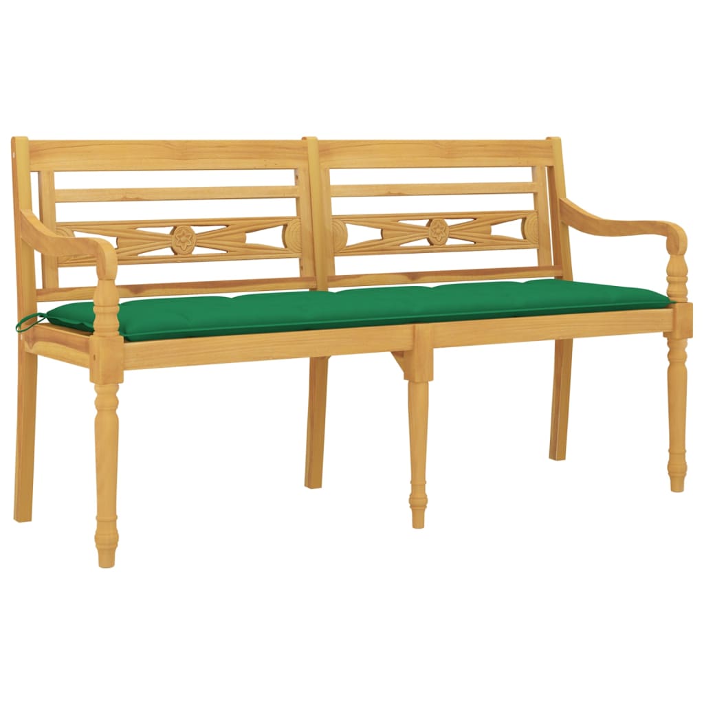 Tömör tíkfa batavia pad zöld párnával 150 cm