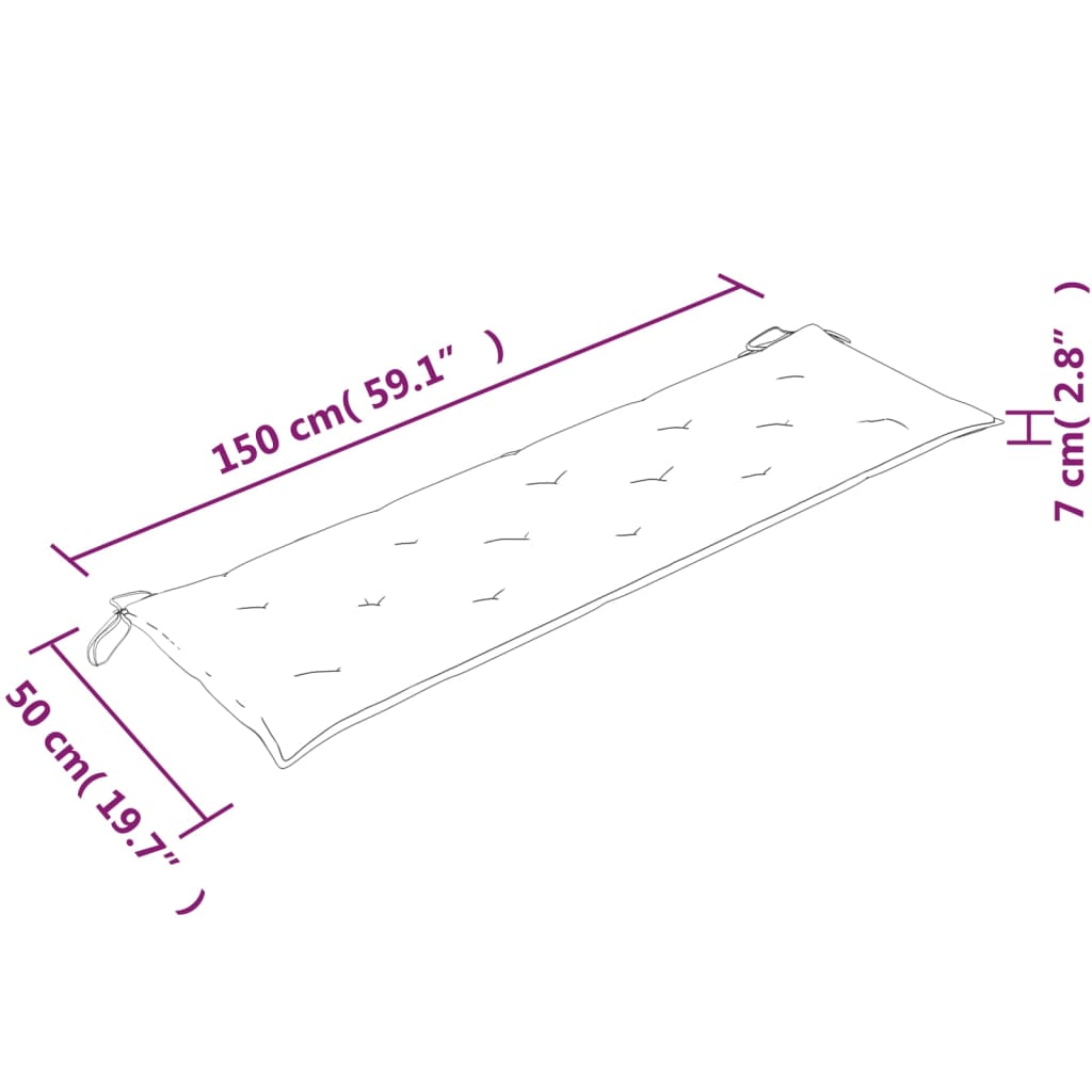Tömör tíkfa batavia pad zöld párnával 150 cm