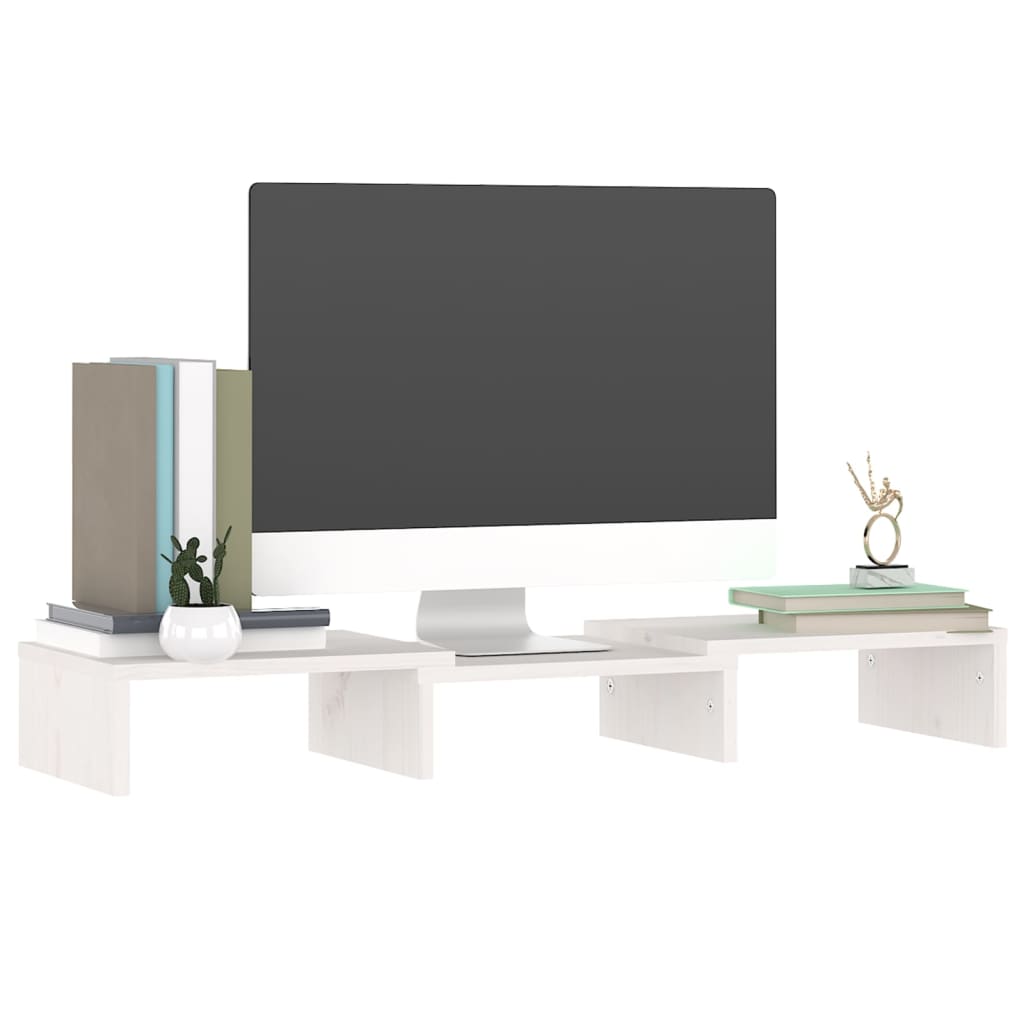 Fehér tömör fenyőfa monitorállvány 60 x 24 x 10,5 cm Fehér tömör fenyőfa monitorállvány 60 x 24 x 10,5 cm