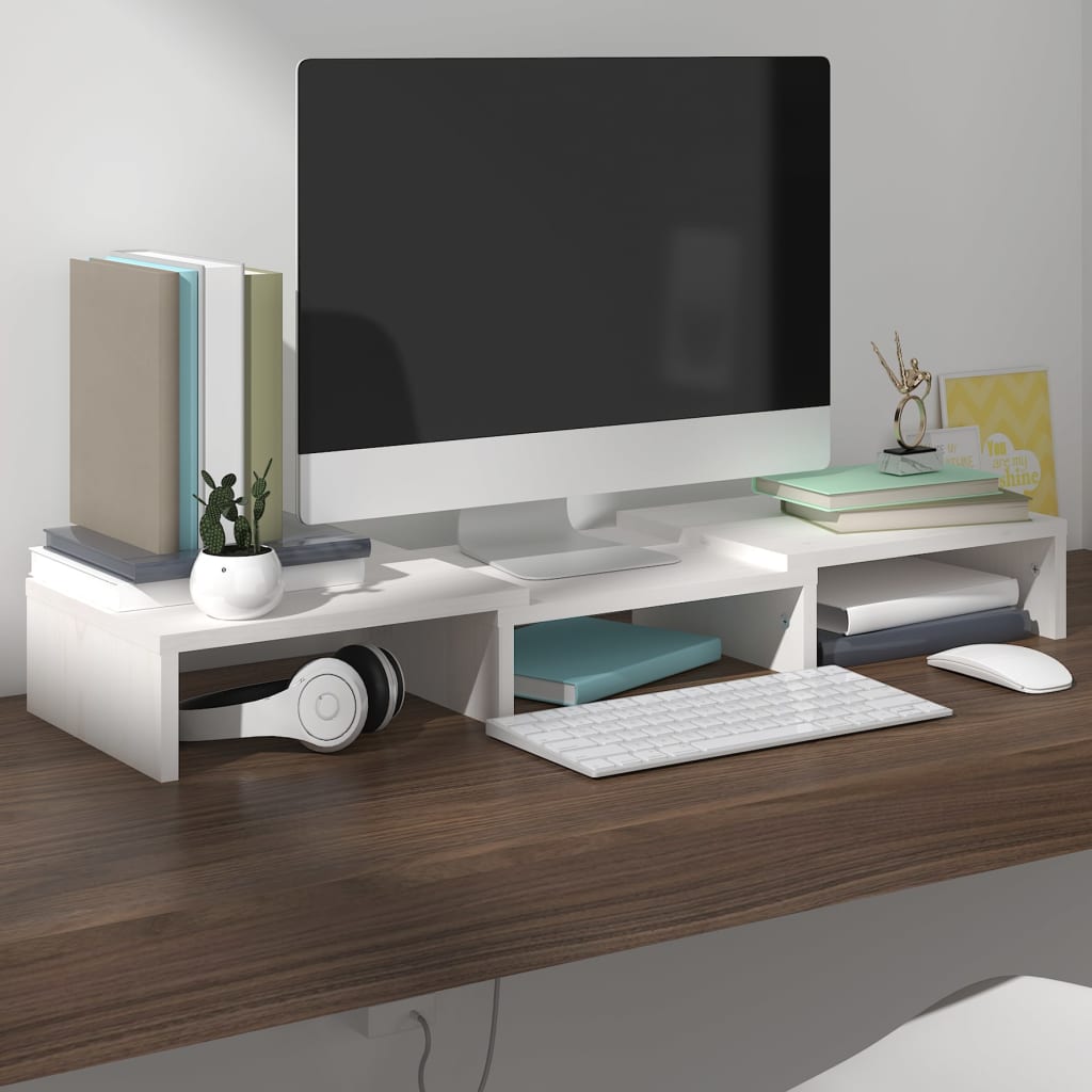 Fehér tömör fenyőfa monitorállvány 60 x 24 x 10,5 cm Fehér tömör fenyőfa monitorállvány 60 x 24 x 10,5 cm