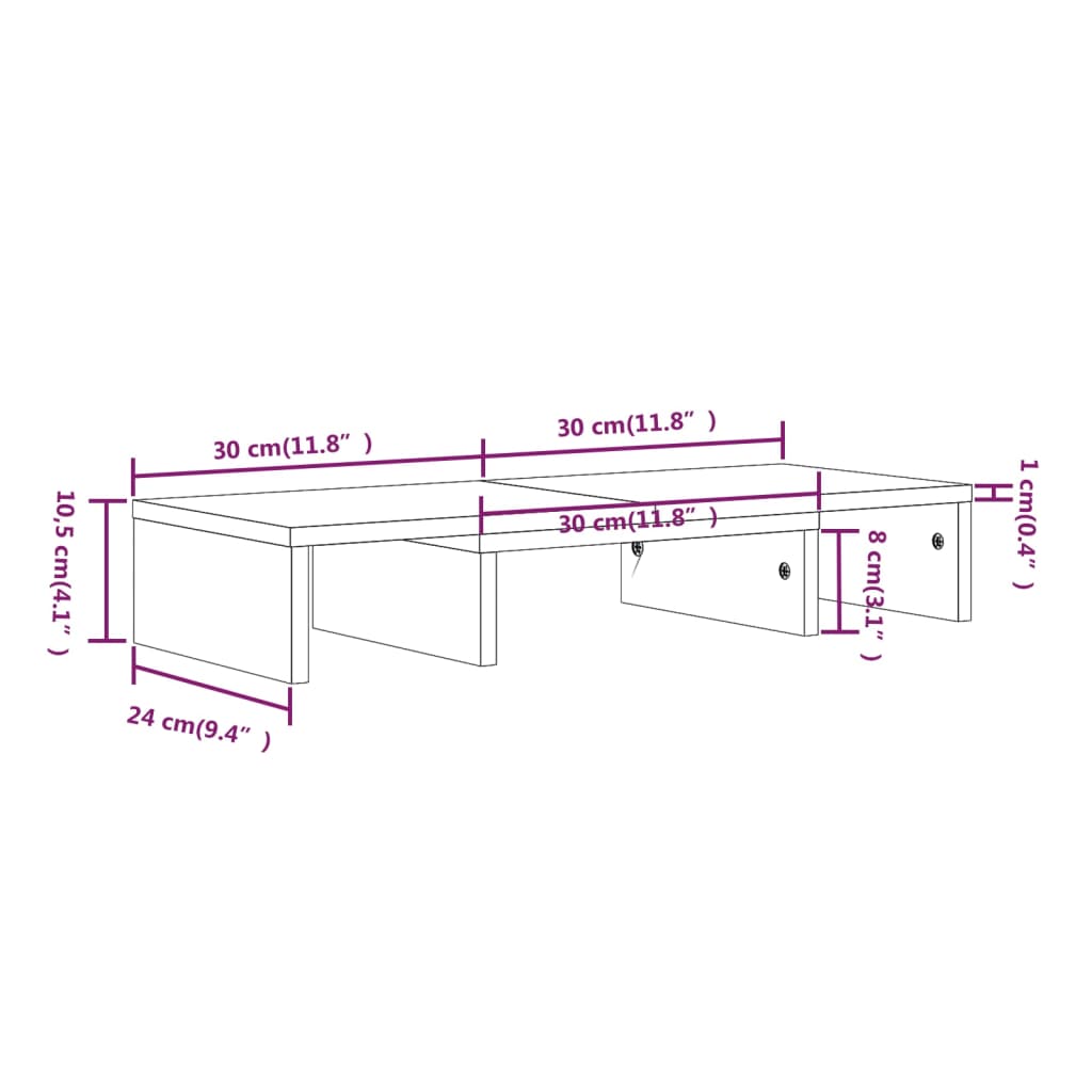 Mézbarna tömör fenyőfa monitorállvány 60x24x10,5 cm Mézbarna tömör fenyőfa monitorállvány 60x24x10,5 cm