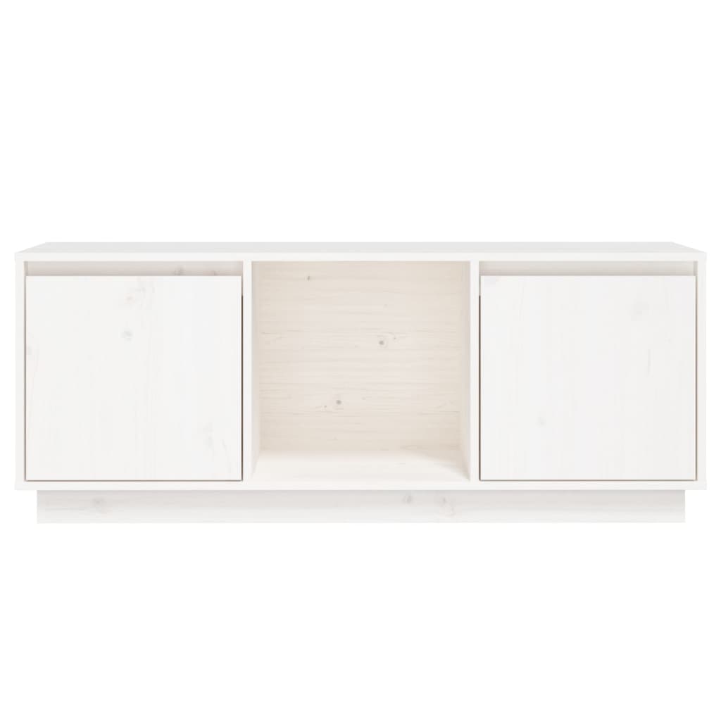 Fehér tömör fenyőfa tv-szekrény 110,5 x 35 x 44 cm