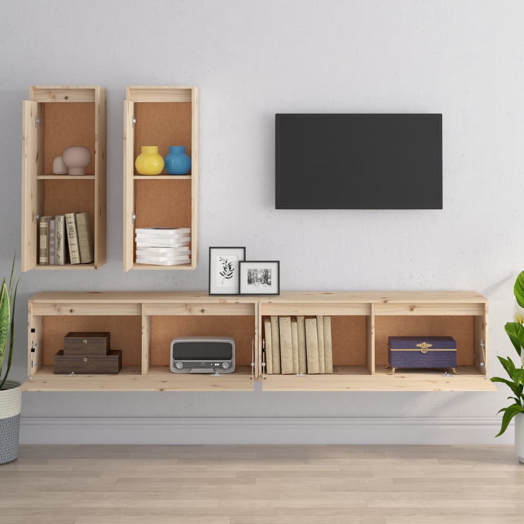 4 darab tömör fenyőfa tv-szekrény