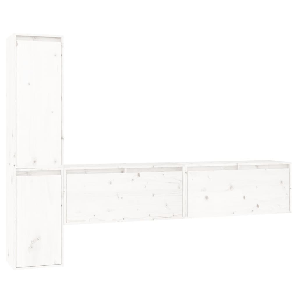 4 darab fehér tömör fenyőfa tv-szekrény