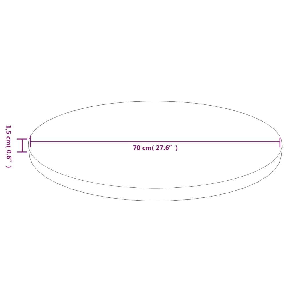 Világosbarna kezelt tömör tölgyfa kerek asztallap ø70x1,5 cm