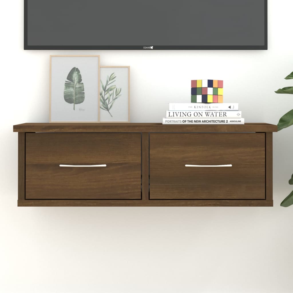 Barna tölgy színű szerelt fa faliszekrény 60 x 26 x 18,5 cm
