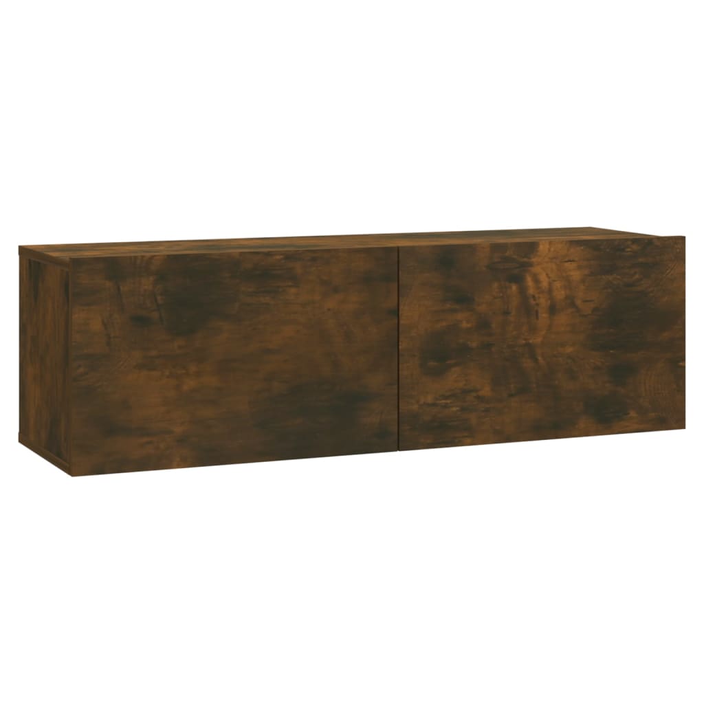 Füstös tölgyszínű szerelt fa fali tv-szekrény 100 x 30 x 30 cm Füstös tölgyszínű szerelt fa fali tv-szekrény 100 x 30 x 30 cm