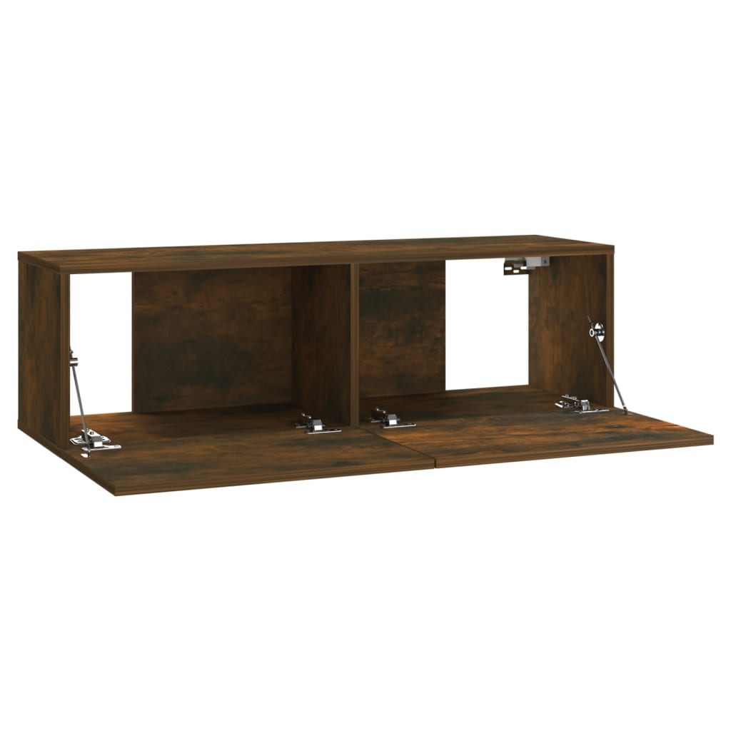 Füstös tölgyszínű szerelt fa fali tv-szekrény 100 x 30 x 30 cm Füstös tölgyszínű szerelt fa fali tv-szekrény 100 x 30 x 30 cm