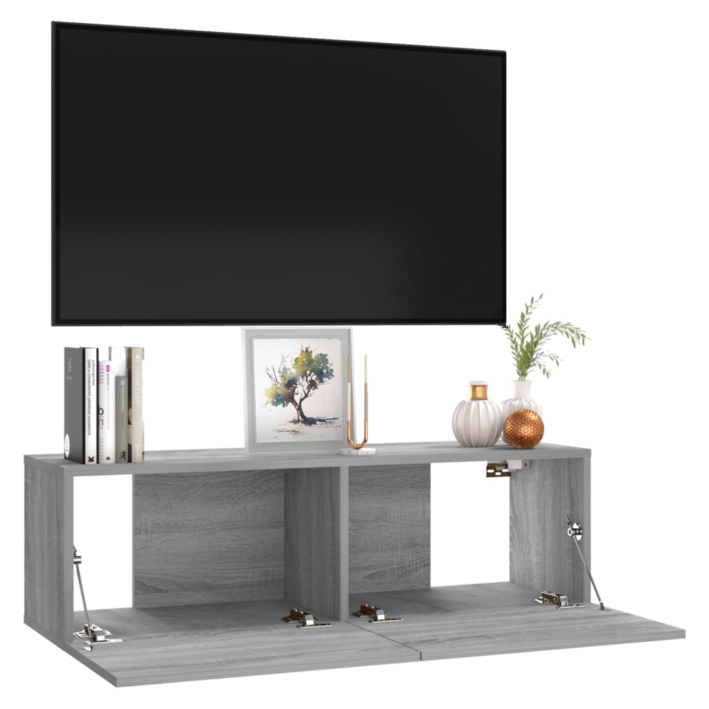 Szürke sonoma színű szerelt fa tv-szekrény 100 x 30 x 30 cm Szürke sonoma színű szerelt fa tv-szekrény 100 x 30 x 30 cm