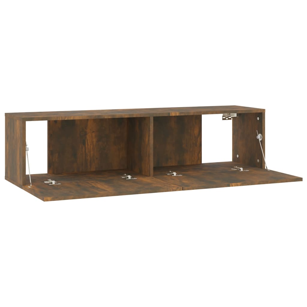 Füstös tölgyszínű szerelt fa fali tv-szekrény 120 x 30 x 30 cm Füstös tölgyszínű szerelt fa fali tv-szekrény 120 x 30 x 30 cm