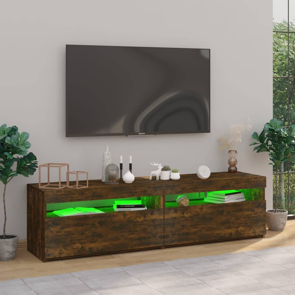 2 db füstös tölgyszínű tv-szekrény led-világítással 75x35x40 cm