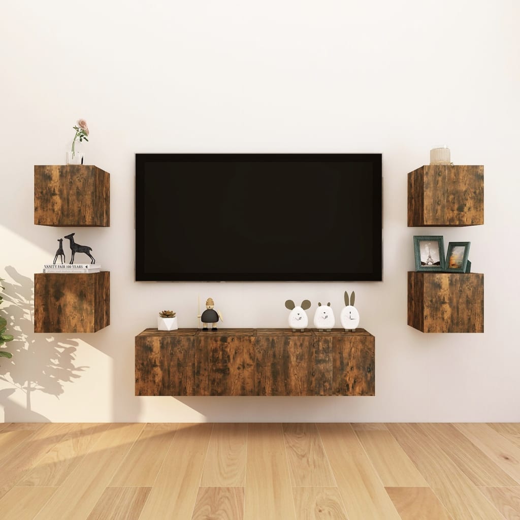 4 db füstös tölgyszínű fali tv-szekrény 30,5 x 30 x 30 cm 4 db füstös tölgyszínű fali tv-szekrény 30,5 x 30 x 30 cm