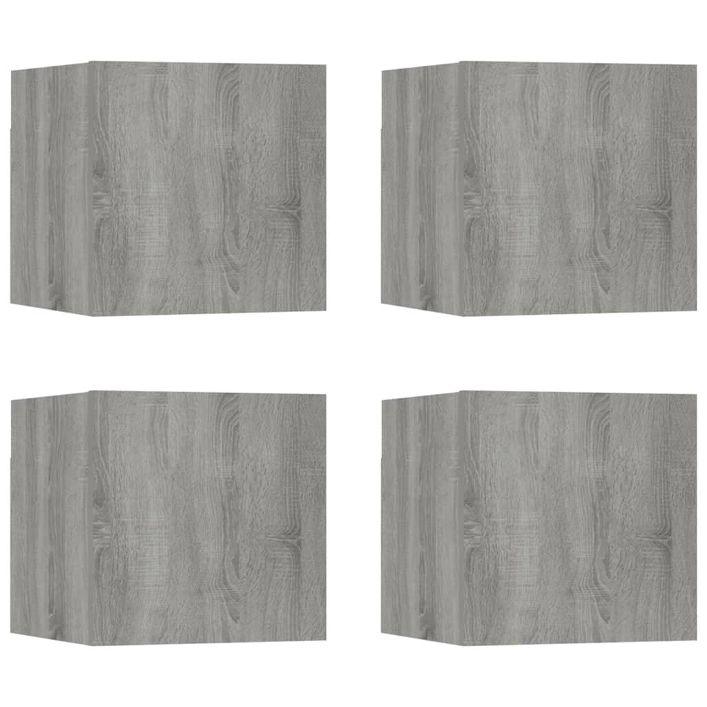 4 db szürke sonoma színű fali tv-szekrény 30,5 x 30 x 30 cm 4 db szürke sonoma színű fali tv-szekrény 30,5 x 30 x 30 cm