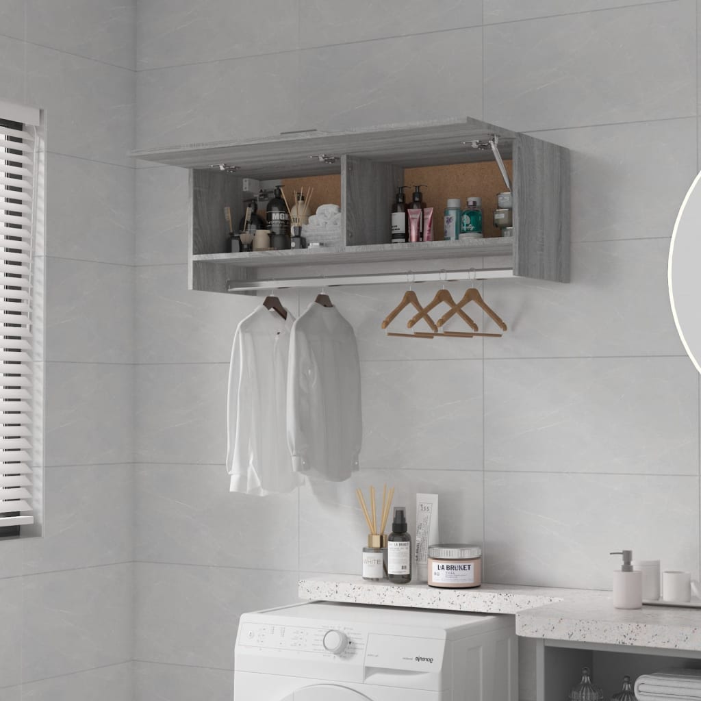 Szürke sonoma színű szerelt fa ruhásszekrény 100 x 32,5 x 35 cm