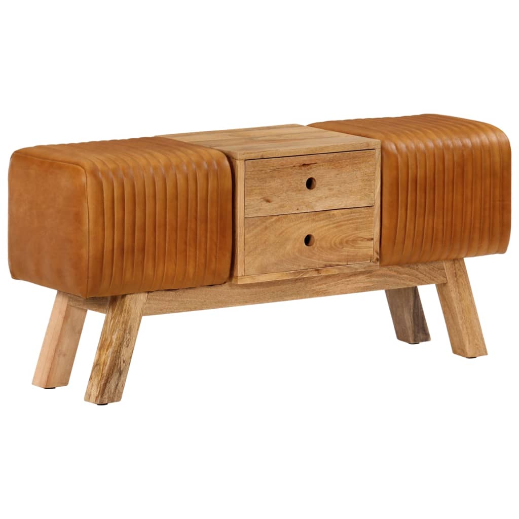 Barna valódi kecskebőr és tömör mangófa bokpad 107 cm