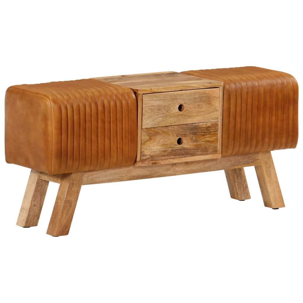 Barna valódi kecskebőr és tömör mangófa bokpad 107 cm