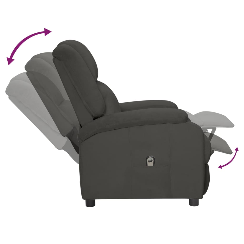 Sötétszürke bársony elektromos dönthető fotel