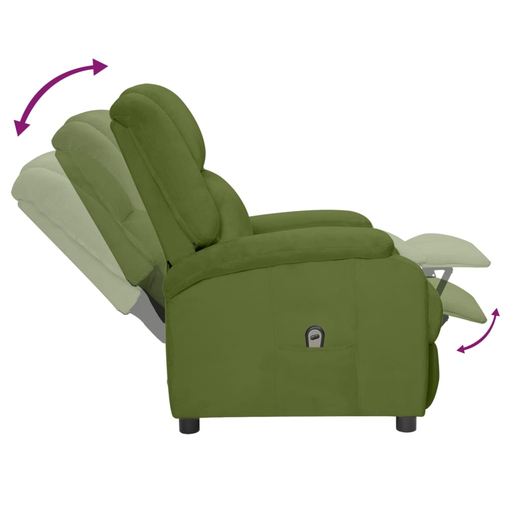 Világoszöld bársony elektromos dönthető fotel