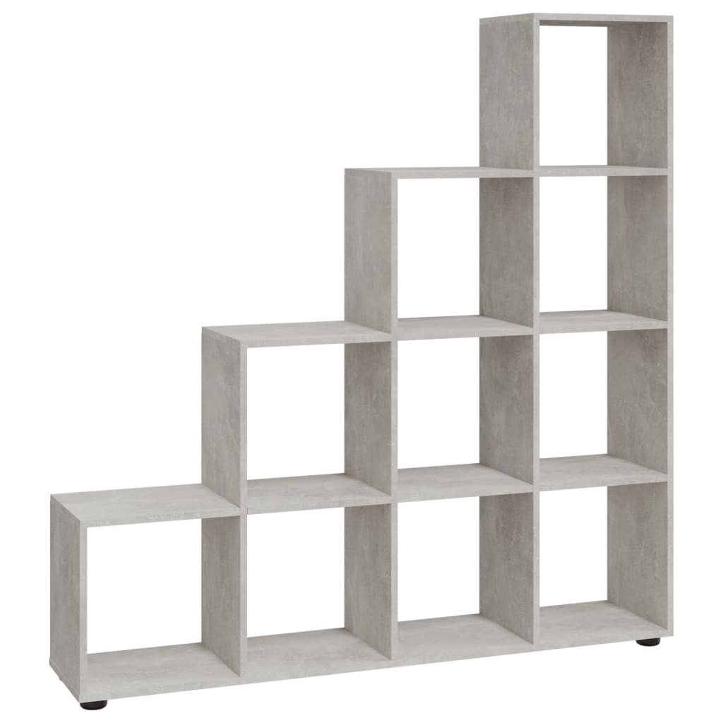 Betonszürke szerelt fa lépcsős könyvespolc 142 cm Betonszürke szerelt fa lépcsős könyvespolc 142 cm