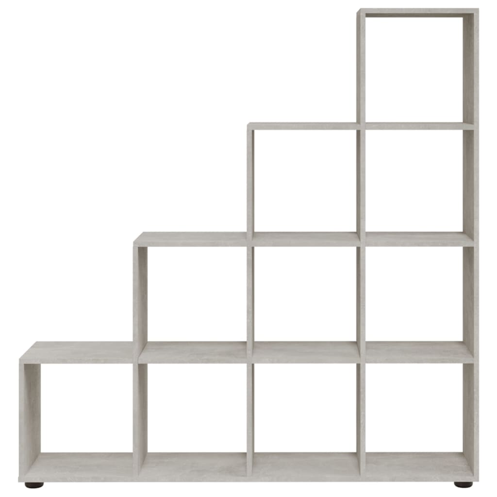 Betonszürke szerelt fa lépcsős könyvespolc 142 cm Betonszürke szerelt fa lépcsős könyvespolc 142 cm