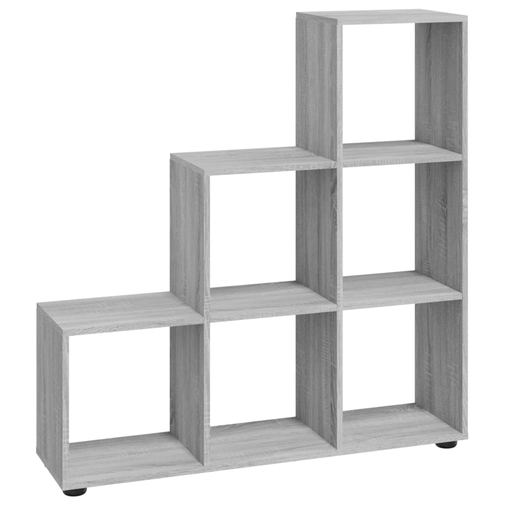 Szürke sonoma színű szerelt fa lépcsős könyvespolc 107 cm Szürke sonoma színű szerelt fa lépcsős könyvespolc 107 cm