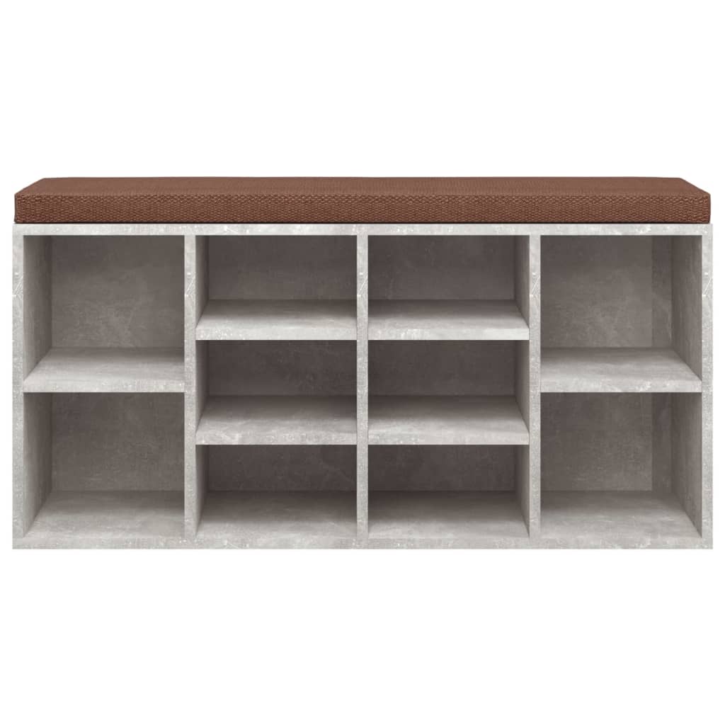 Betonszürke szerelt fa cipőtároló pad 103 x 30 x 48 cm