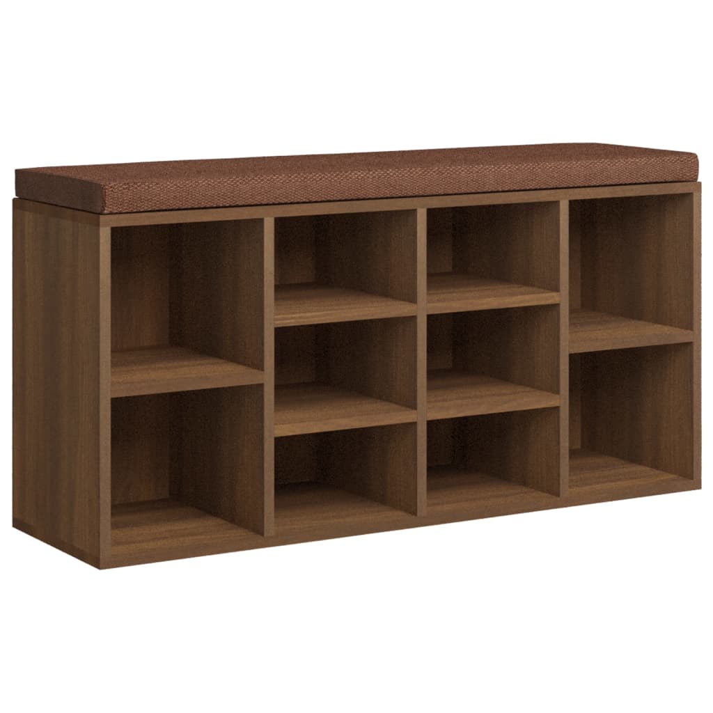 Barna tölgy szerelt fa cipőtároló pad 103x30x48 cm