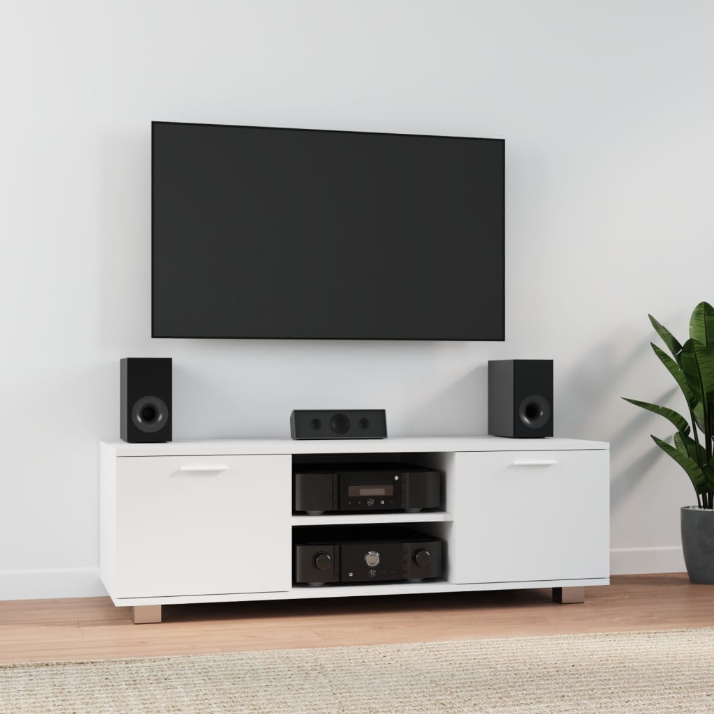 Fehér szerelt fa tv-szekrény 120 x 40,5 x 35 cm Fehér szerelt fa tv-szekrény 120 x 40,5 x 35 cm