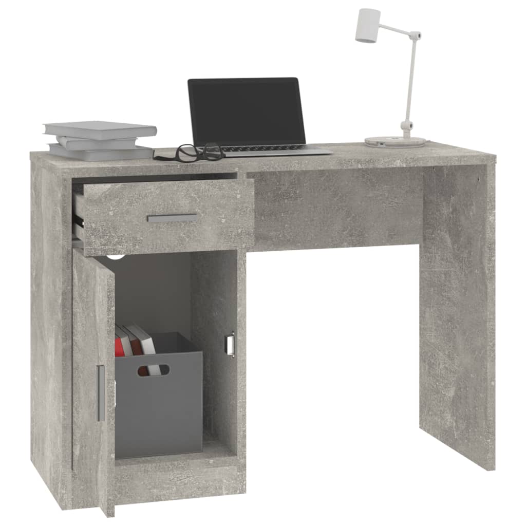 Betonszürke faanyag fiókos/rekeszes íróasztal 100x40x73 cm Betonszürke faanyag fiókos/rekeszes íróasztal 100x40x73 cm