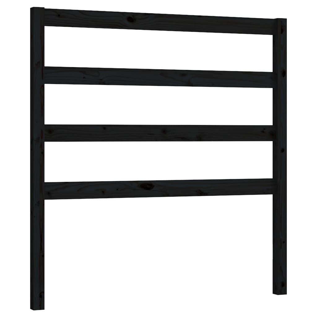 Fekete tömör fenyőfa ágyfejtámla 106 x 4 x 100 cm