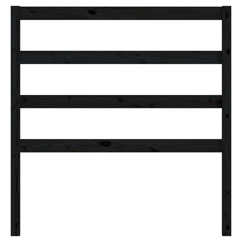 Fekete tömör fenyőfa ágyfejtámla 106 x 4 x 100 cm