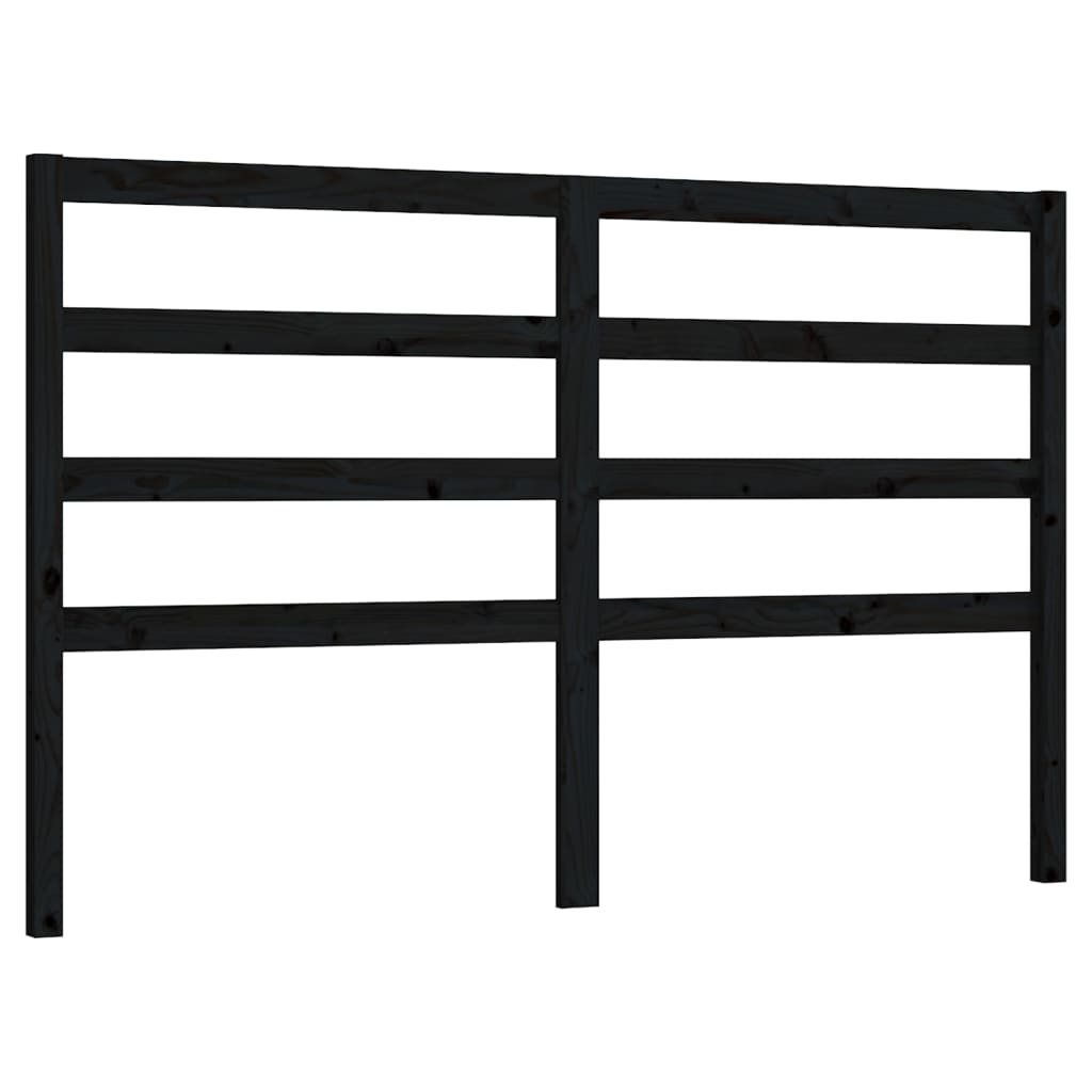 Fekete tömör fenyőfa ágyfejtámla 146 x 4 x 100 cm Fekete tömör fenyőfa ágyfejtámla 146 x 4 x 100 cm