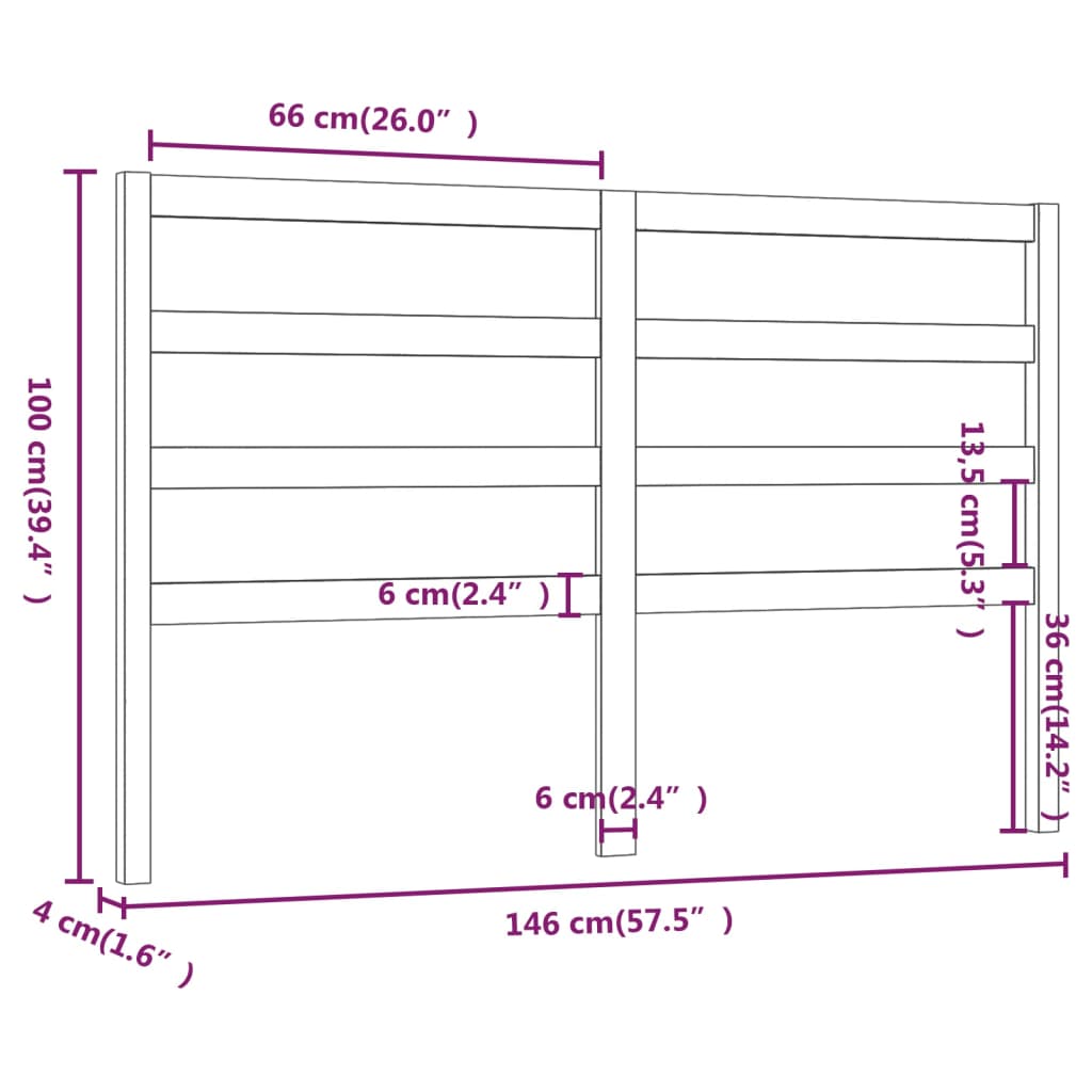 Fekete tömör fenyőfa ágyfejtámla 146 x 4 x 100 cm Fekete tömör fenyőfa ágyfejtámla 146 x 4 x 100 cm