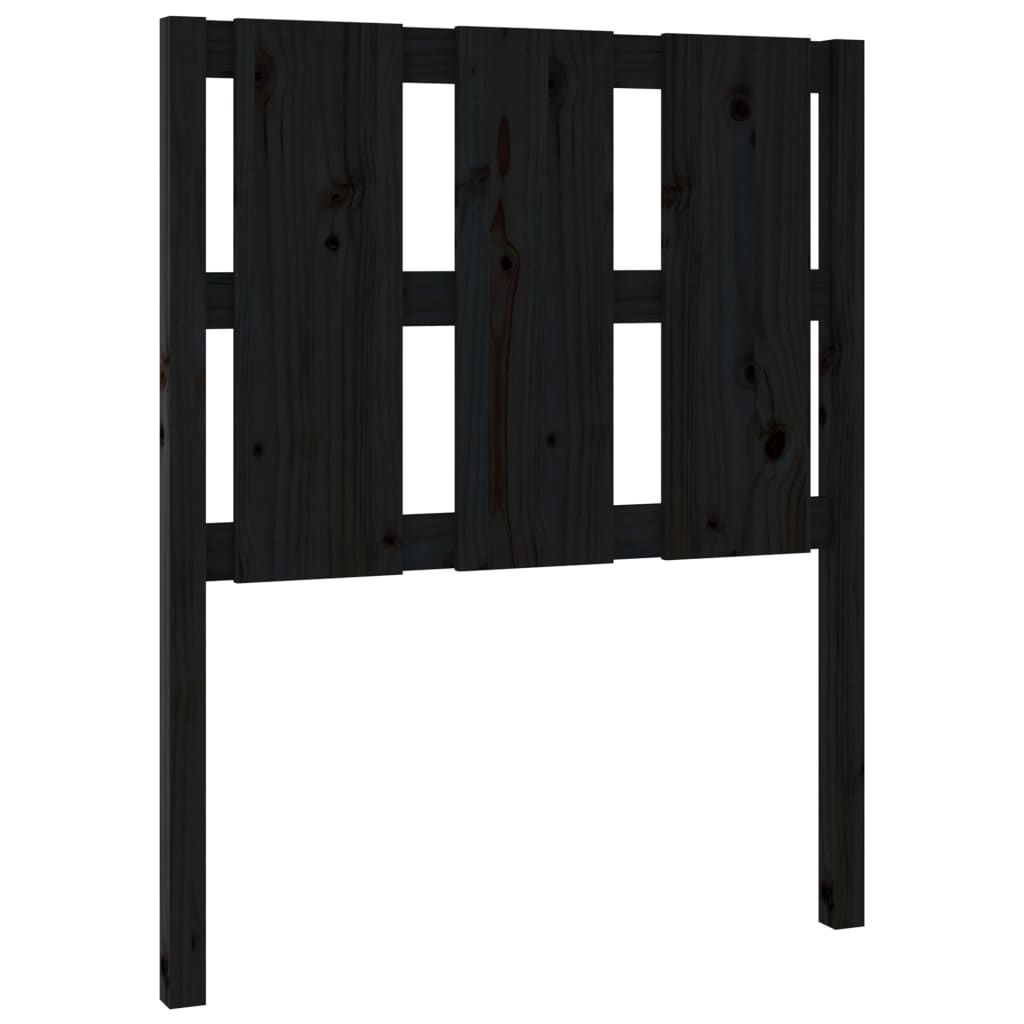 Fekete tömör fenyőfa ágyfejtámla 80,5 x 4 x 100 cm