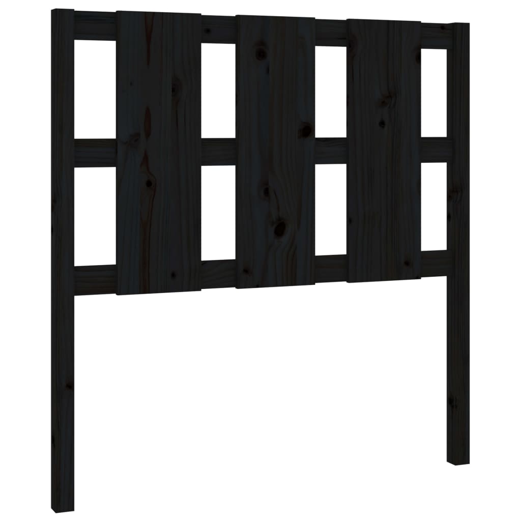 Fekete tömör fenyőfa ágyfejtámla 95,5 x 4 x 100 cm