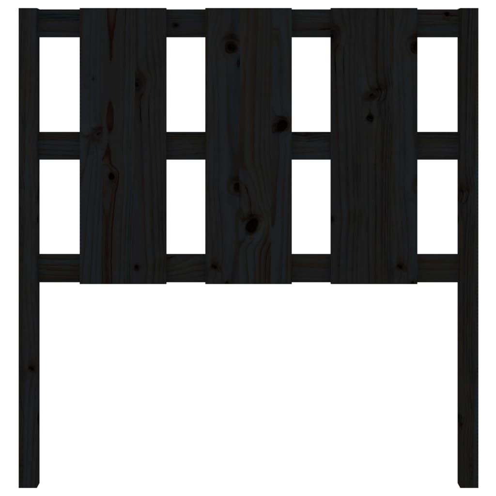 Fekete tömör fenyőfa ágyfejtámla 105,5 x 4 x 100 cm