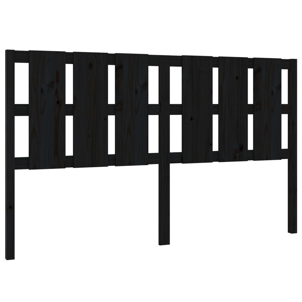 Fekete tömör fenyőfa ágyfejtámla 185,5 x 4 x 100 cm