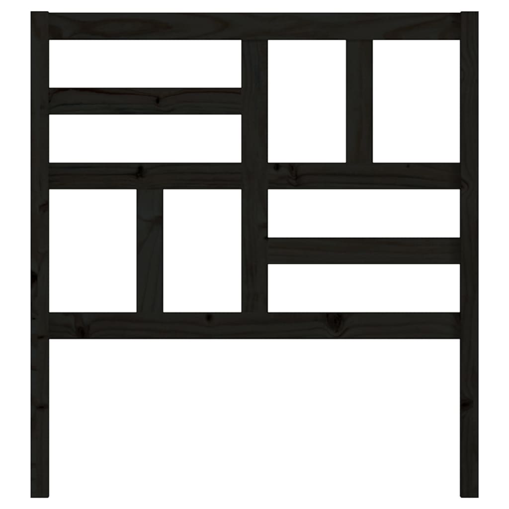 Fekete tömör fenyőfa ágyfejtámla 96 x 4 x 104 cm