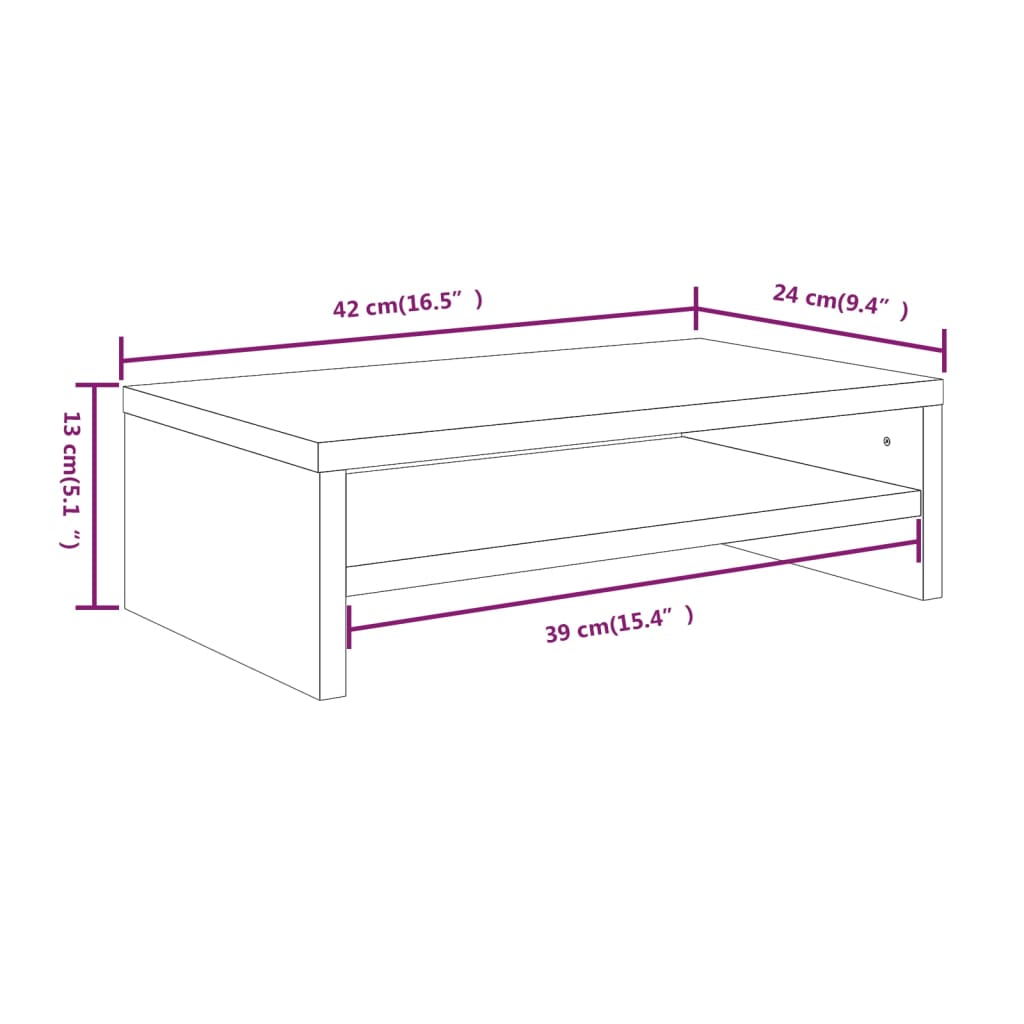 Szürke sonoma színű szerelt fa monitorállvány 42x24x13 cm