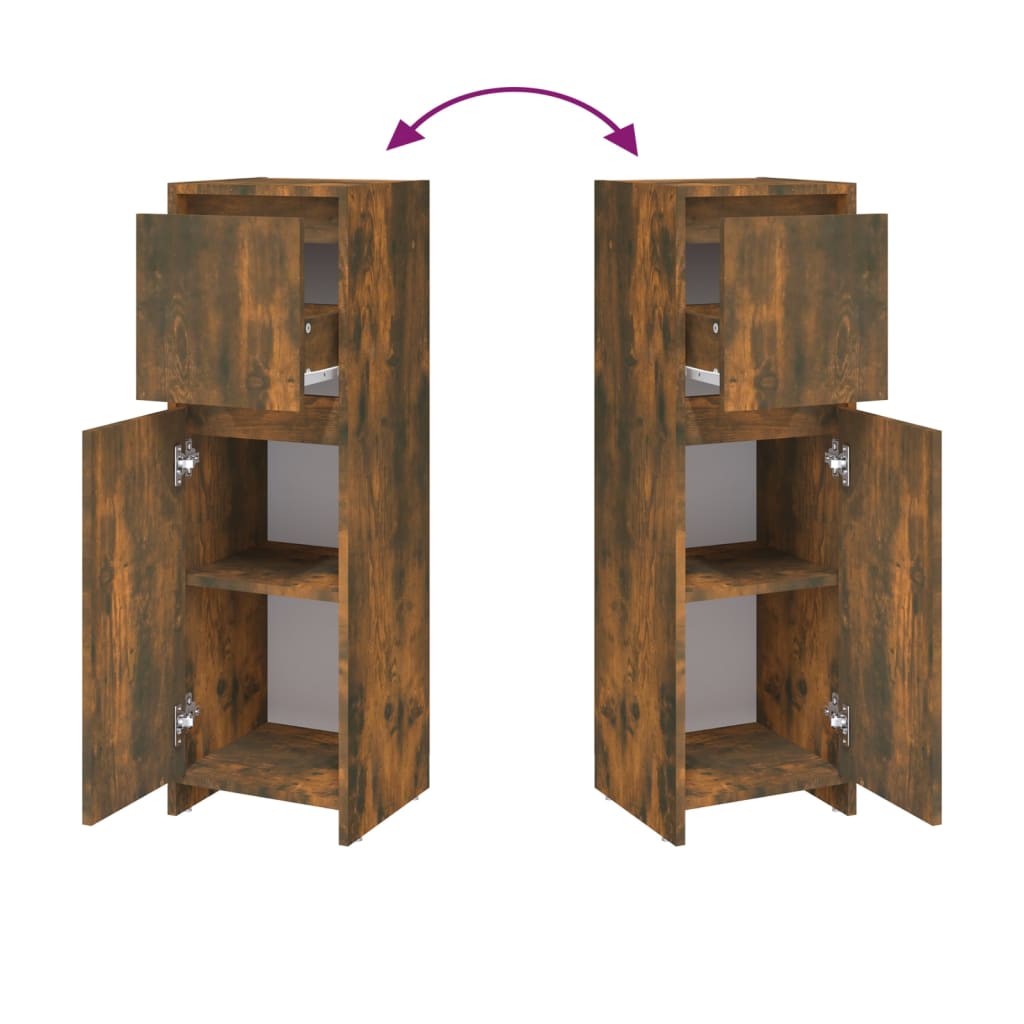 Füstös tölgy színű szerelt fa fürdőszobaszekrény 30x30x95 cm