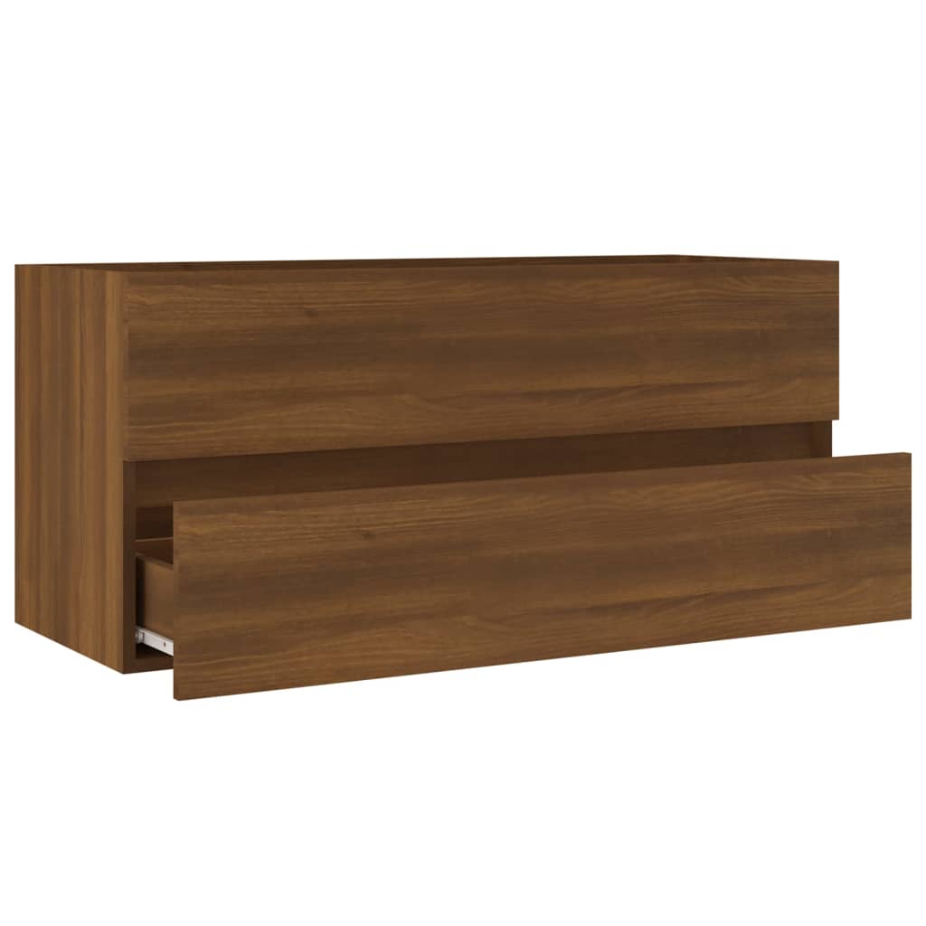 Barna tölgyszínű szerelt fa mosdószekrény 100 x 38,5 x 45 cm Barna tölgyszínű szerelt fa mosdószekrény 100 x 38,5 x 45 cm