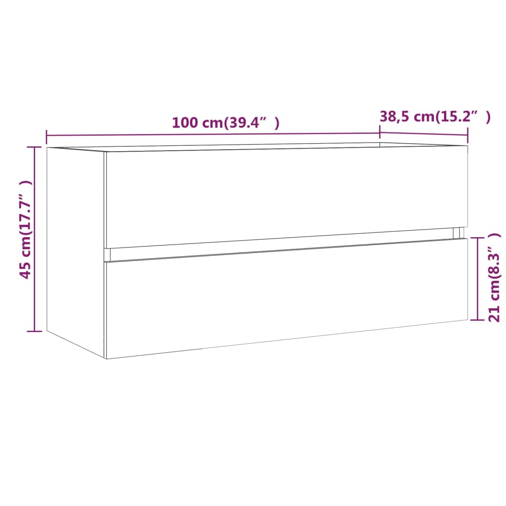 Barna tölgyszínű szerelt fa mosdószekrény 100 x 38,5 x 45 cm Barna tölgyszínű szerelt fa mosdószekrény 100 x 38,5 x 45 cm