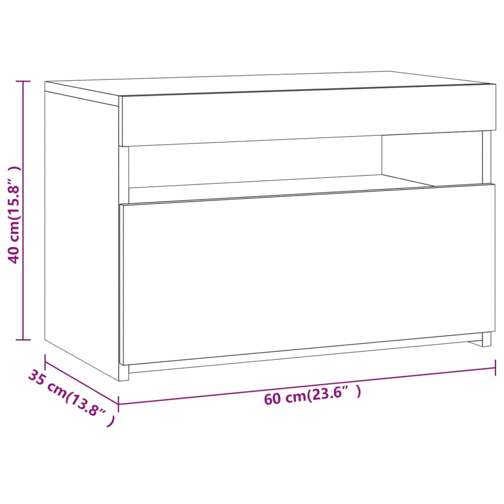 Füstös tölgyszínű tv-szekrény led-világítással 60x35x40 cm