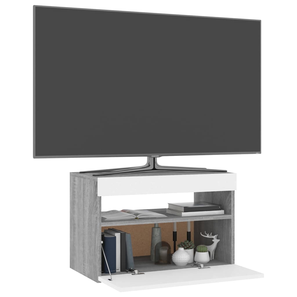 Szürke sonoma tv-szekrény led-lámpákkal 60 x 35 x 40 cm Szürke sonoma tv-szekrény led-lámpákkal 60 x 35 x 40 cm