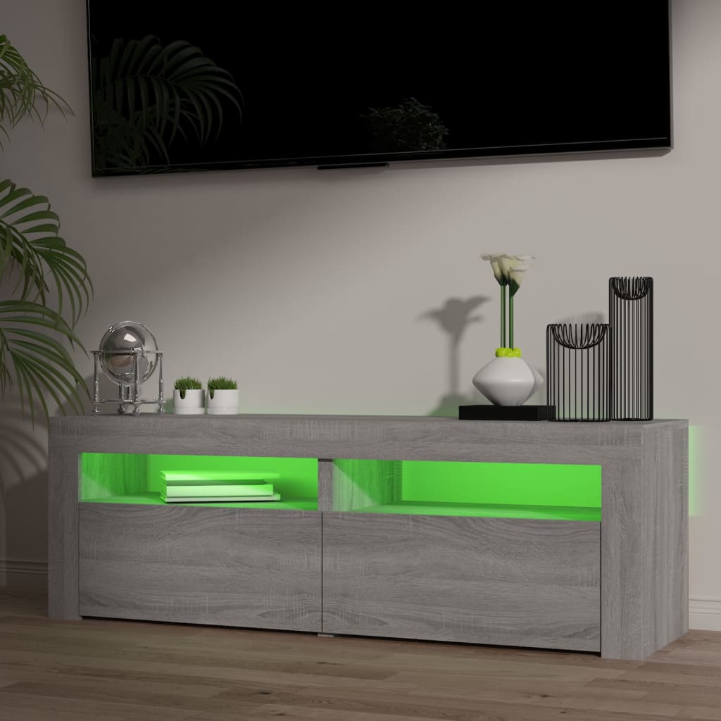 Szürke sonoma színű tv-szekrény led-lámpákkal 120 x 35 x 40 cm Szürke sonoma színű tv-szekrény led-lámpákkal 120 x 35 x 40 cm