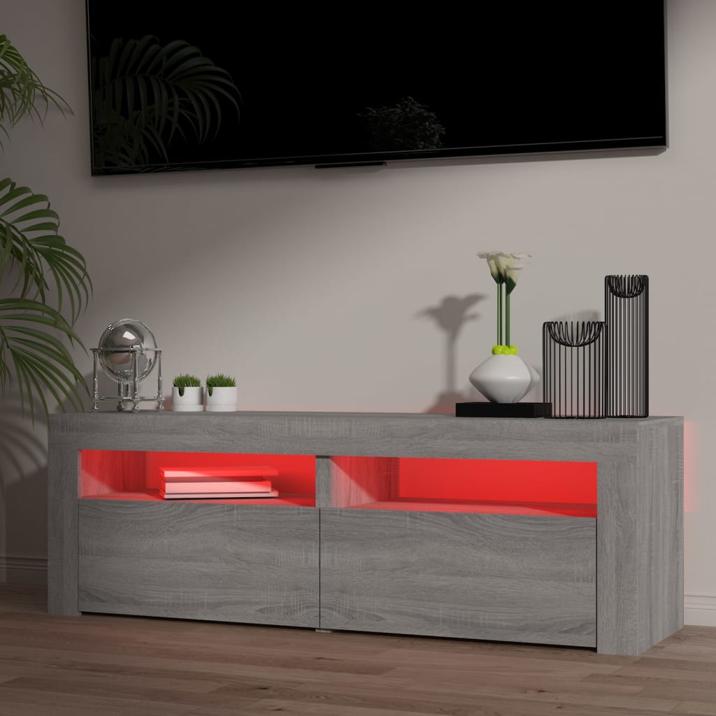 Szürke sonoma színű tv-szekrény led-lámpákkal 120 x 35 x 40 cm Szürke sonoma színű tv-szekrény led-lámpákkal 120 x 35 x 40 cm