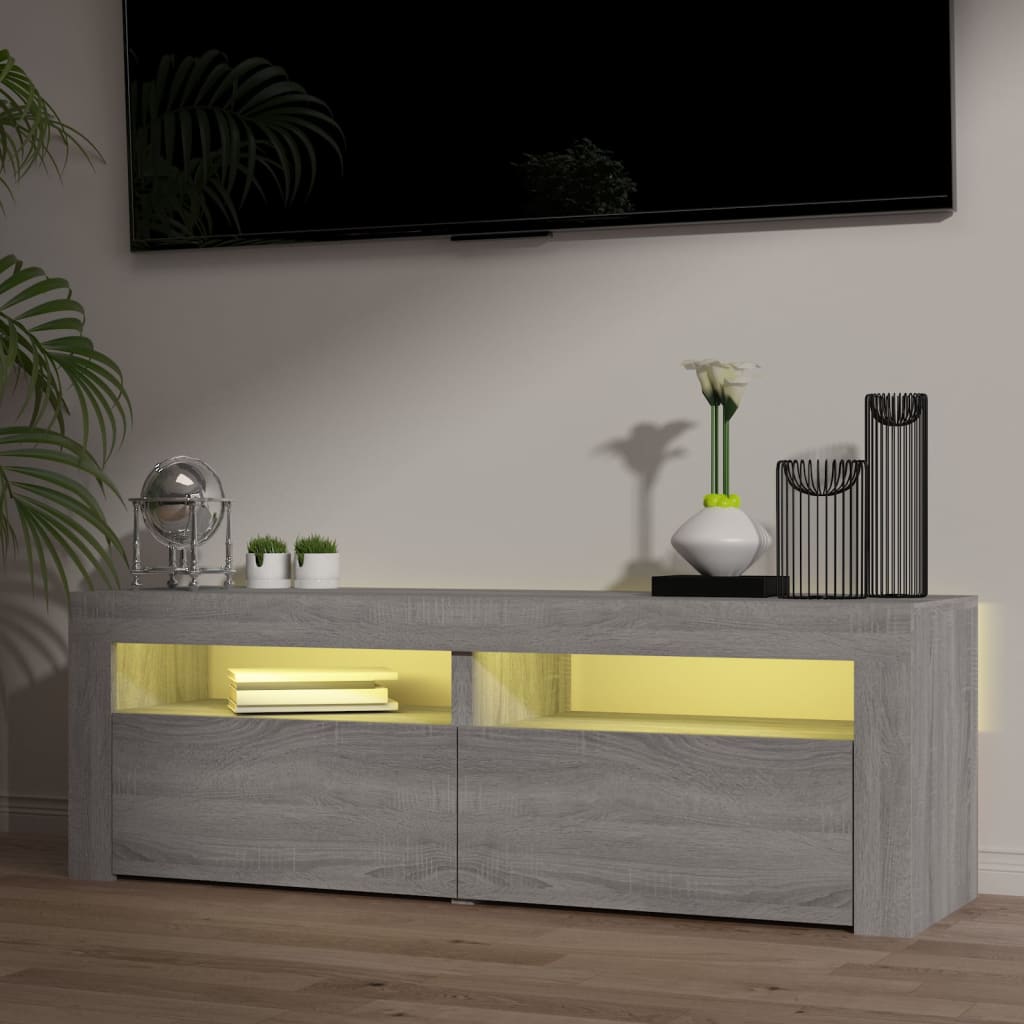 Szürke sonoma színű tv-szekrény led-lámpákkal 120 x 35 x 40 cm Szürke sonoma színű tv-szekrény led-lámpákkal 120 x 35 x 40 cm